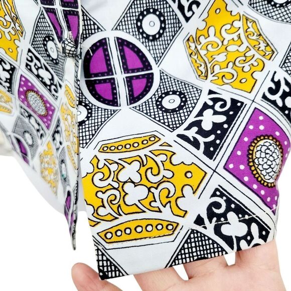 2/$20 Y2K White & Purple Buttons Down Shirt Top Size: M - Picture 8 of 10